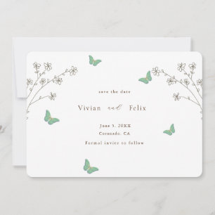Eleganter Dunkler Schmetterling Save the Date Einladung