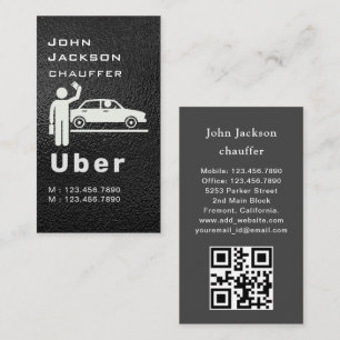 Eleganter Dunkler Taxi Fahrer/Chauffeur QR Code Visitenkarte