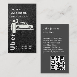 Eleganter Dunkler Taxi Fahrer/Chauffeur QR Code Visitenkarte
