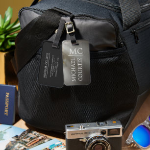 Eleganter dunkler Wald Mit Monogramm personalisier Gepäckanhänger