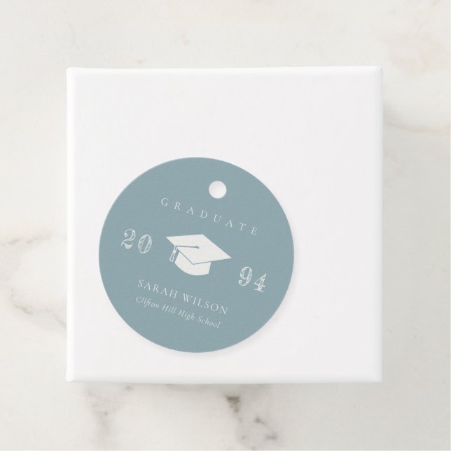 Eleganter Dusky Blue Gray Einfaches Abschluss Geschenkanhänger (Beispiel)