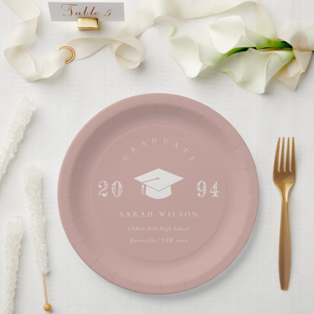 Eleganter Dusky Blush Pink Minimal Einfacher Absch Pappteller (Hochzeit)