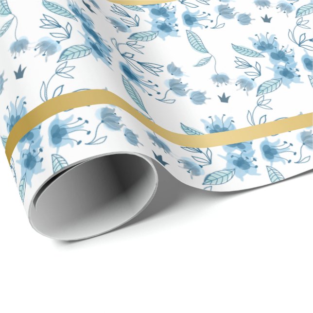 Eleganter, düsterblauer königlicher Garten rustika Geschenkpapier (Rolleneckpunkt)