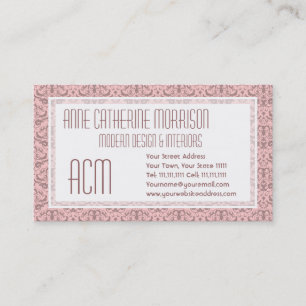 Eleganter düsterer Rosen-Rosa-Damast weiblich Visitenkarte