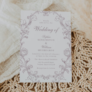 Eleganter Dustrose Vintage-Rahmen Hochzeit Einladung