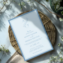 Eleganter Dusty Blue Monogram Wedding Frame