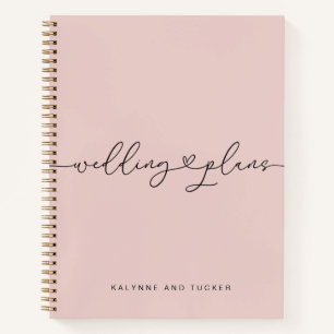 Eleganter Dusty-Pink-Hochzeitsplanungs-Notizbuch m Notizbuch