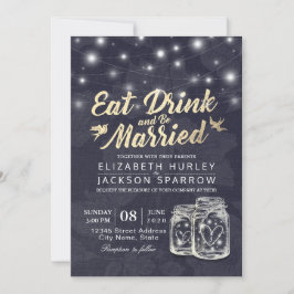 Eleganter EAT Drink & Be Verheiratet Hochzeiten Ei Einladung