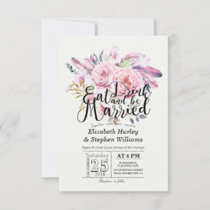 Eleganter EAT Drink & Be Verheiratet Hochzeiten Ei Einladung