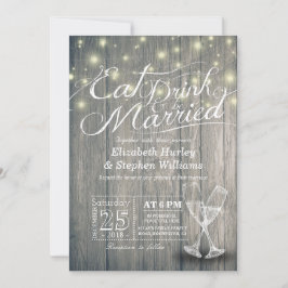 Eleganter EAT Drink & Be Verheiratet Hochzeiten Ei Einladung