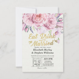 Eleganter EAT Drink & Be Verheiratet Hochzeiten Ei Einladung