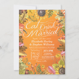 Eleganter EAT Drink & Be Verheiratet Hochzeiten Ei Einladung