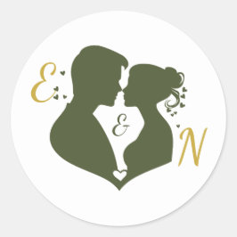 Eleganter, editierbarer Hochzeitsaufkleber in Salb Runder Aufkleber