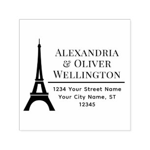 Eleganter Eiffelturm Paris Paar Name Adresse R Permastempel