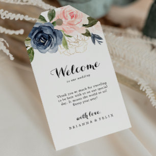 Eleganter Einfache Winter-Blumenhochzeit Willkomme Geschenkanhänger