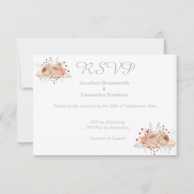 ELEGANTER EINFACHER FLORAL APRICOT GLITZER UAWG EINLADUNG (Vorderseite)