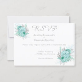 ELEGANTER EINFACHER FLORALER AQUA GLITZER UAWG EINLADUNG