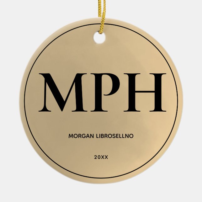 Eleganter einfacher Gold MPH-Abschluss Keramik Ornament (Vorne)