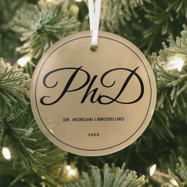 Eleganter einfacher Gold PhD-Abschluss Ornament Aus Glas (InSitu)