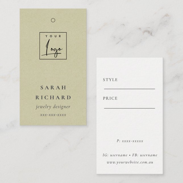 Eleganter einfacher Minimal-Kraft-White-Logo-Preis Visitenkarte (Vorne/Hinten)