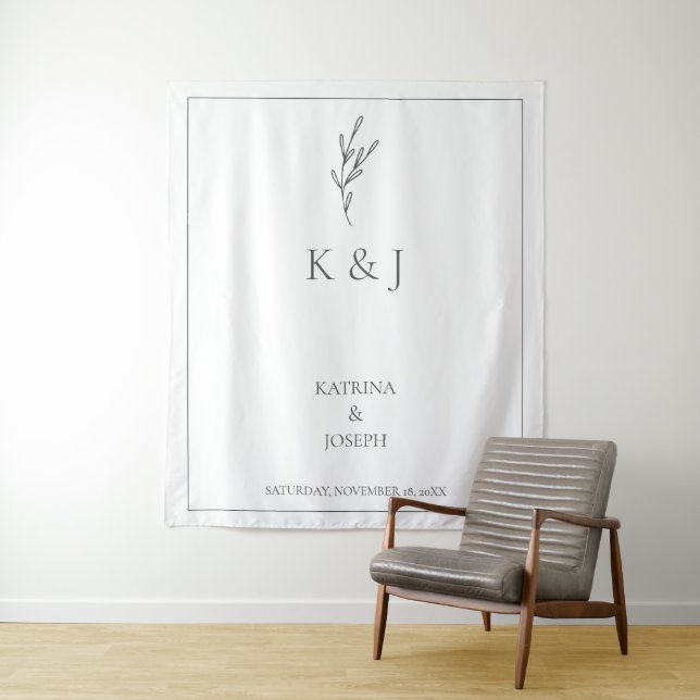 Eleganter einfacher Minimalistischer Hochzeitstil Wandteppich (Beispiel)