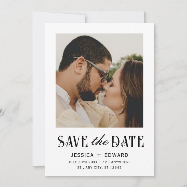 Eleganter einfacher, moderner Minimaler Script-Fot Save The Date (Vorderseite)
