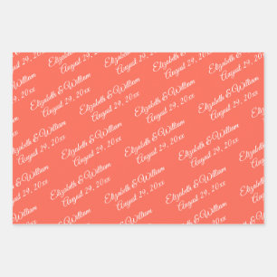 Eleganter einfacher Neon Flare mit Monogram Weddin Geschenkpapier Set