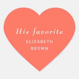 Eleganter einfacher Neon Flare mit Monogram Weddin Herz-Aufkleber