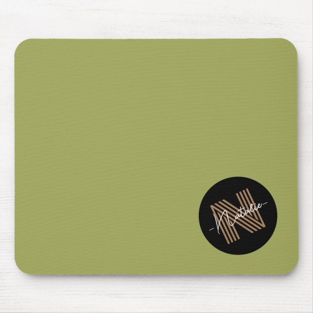 Eleganter, einfacher Oliven- und Schwarzwurzel Mit Mousepad (Vorne)