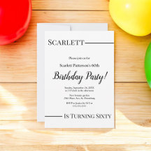 Eleganter einfacher Schwarz-Weiß-Chic 60. Geburtst