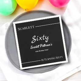 Eleganter, einfacher Schwarz-Weiß-Geburtstag Serviette