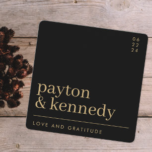 Eleganter einfacher, stilvoller Schwarz-Gold-Chic- Dankeskarte