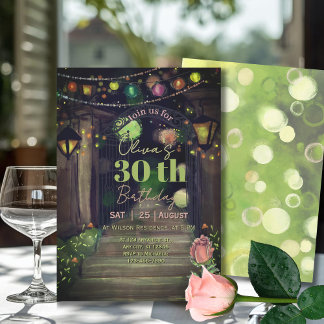 Eleganter Eingang mit Lichterkette 30. Geburtstag  Einladung