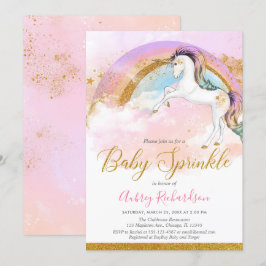 Eleganter Einhorn-Baby-Sprinkle-Mädchen pastellfar Einladung