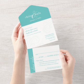 Eleganter Einladung zur Hochzeit, Türkis All-in-On