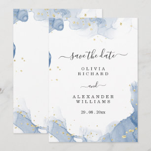 Eleganter Einladungs-Blauer und Gold-Minimal für H Save The Date