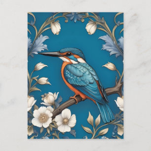Eleganter Eisvogel mit Türkis, floral Postkarte