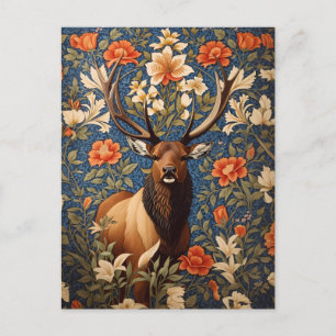 Eleganter Elch William Morris inspiriertes Florald Postkarte