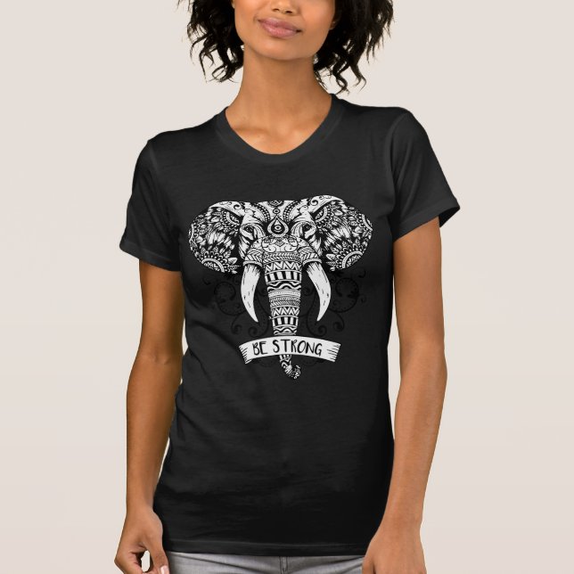Eleganter Elefantkopf-Skizzeentwurf T-Shirt (Vorderseite)