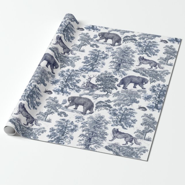 Eleganter, eleganter, rustikaler Blauwaldtiertoil Geschenkpapier (Ungerollt)