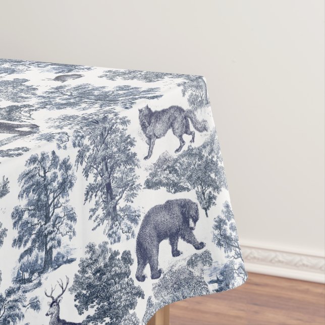 Eleganter, eleganter, rustikaler Blauwaldtiertoil Tischdecke (Beispiel)