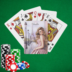 Eleganter eleganter Woman-Eiffelturm, benutzerdefi Spielkarten