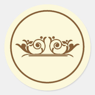 Eleganter Elfenbein/Brown Wedding Umschlag Aufkleb Runder Aufkleber
