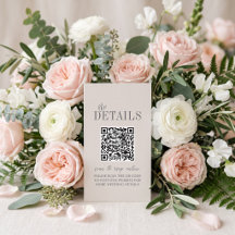 Eleganter Elfenbein-Minimalist-Hochzeits-QR-Code