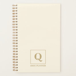 Eleganter Elfenbein-Monogramm-Planer | Individuell Planer