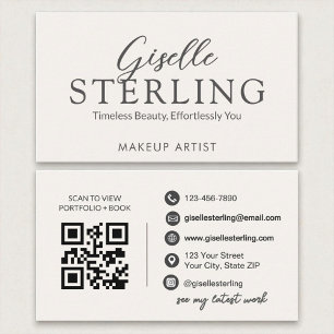 Eleganter Elvory White Script Modern QR Code Visitenkarte