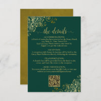 Eleganter Emerald & Gold Wedding QR Code Details