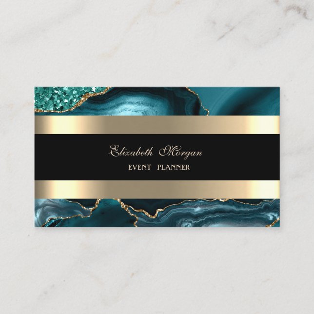 Eleganter Emerald Green Black Striped Glitzer Visitenkarte (Vorderseite)