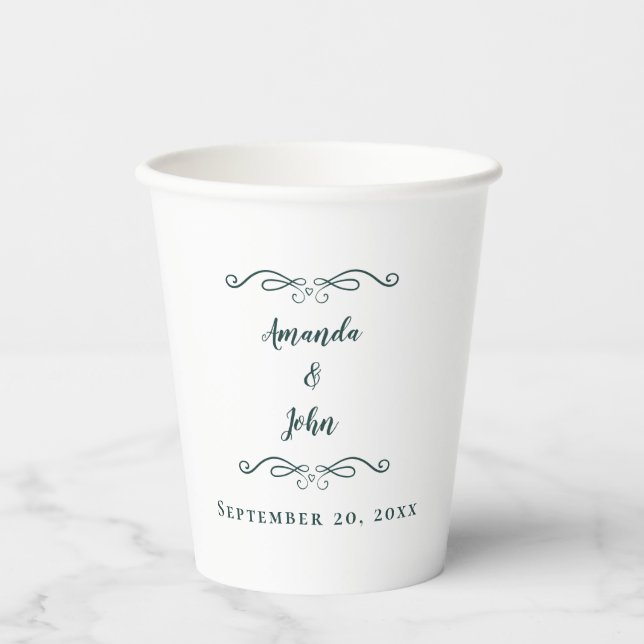 Eleganter Emerald Green Chic Wedding Party Empfang Pappbecher (Vorderseite)
