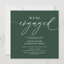 Eleganter Emerald Green Engagement Party Square Einladung